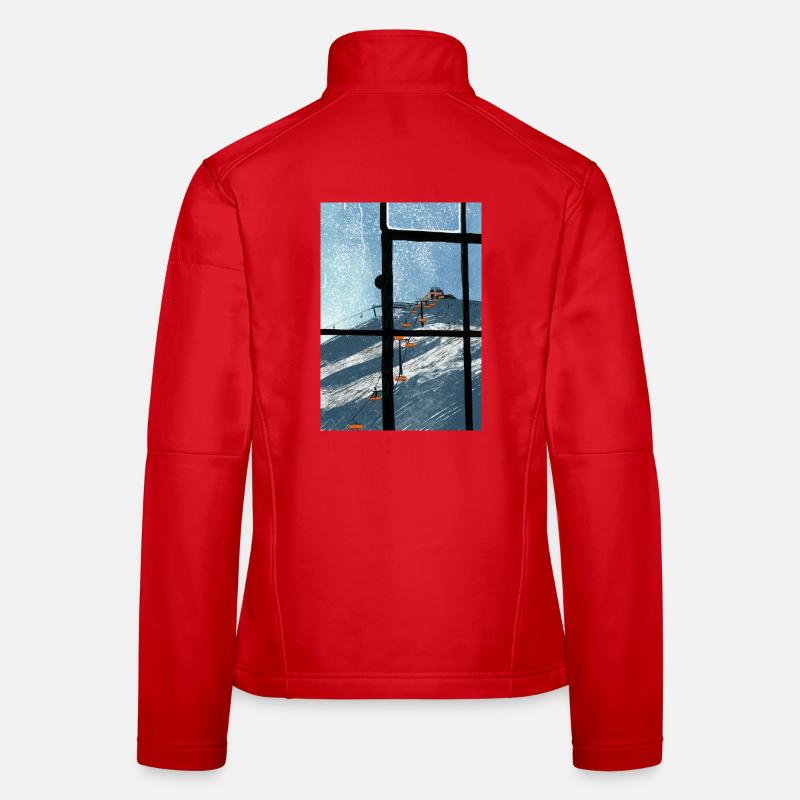 Window view ski lift Blau - Women's Softshell Jacket - red