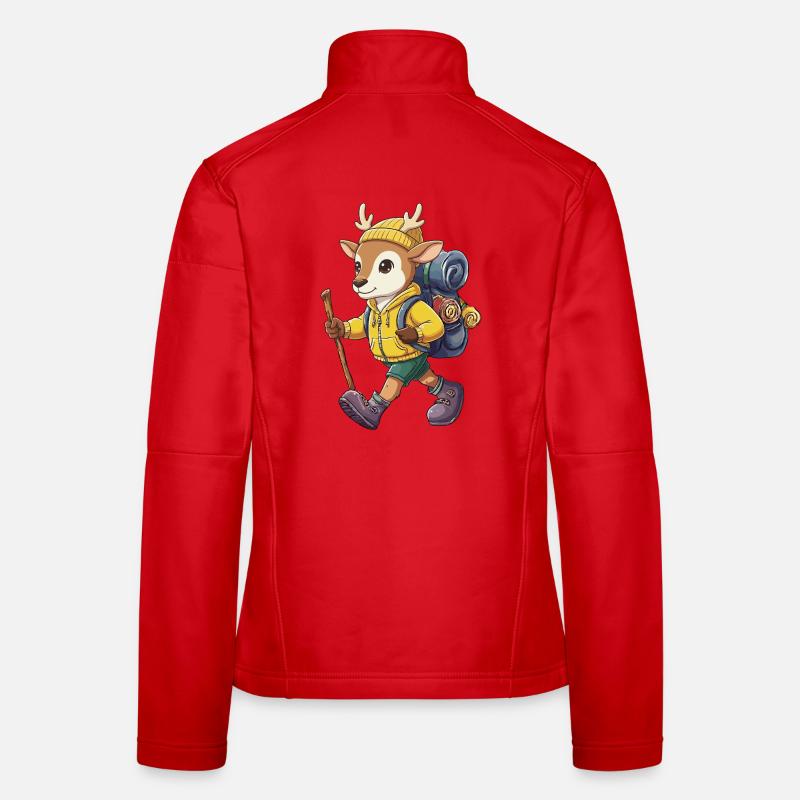 Camping de randonnée de cerfs mignons Camping Aventure Veste en tissu softshell Femme