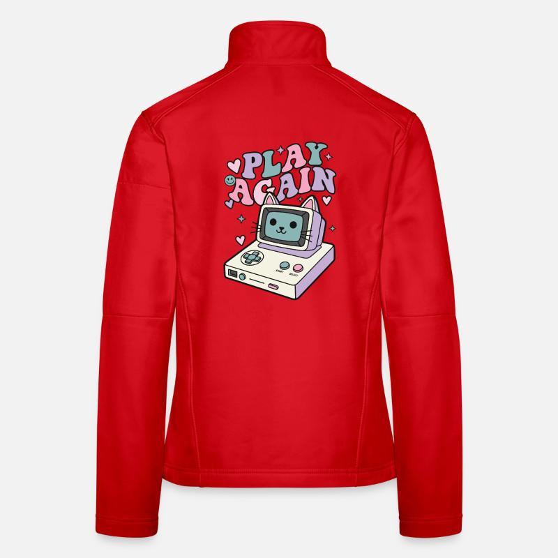 Play Again Cat Retro Women's Softshell Jacket