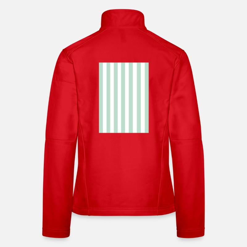 Stripes - green, white, personalizable - Women's Softshell Jacket - red