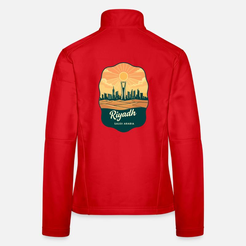 Riyadh Kingdom Centre Retro Sonnenuntergangs-Reiseabzeichen Frauen Softshelljacke