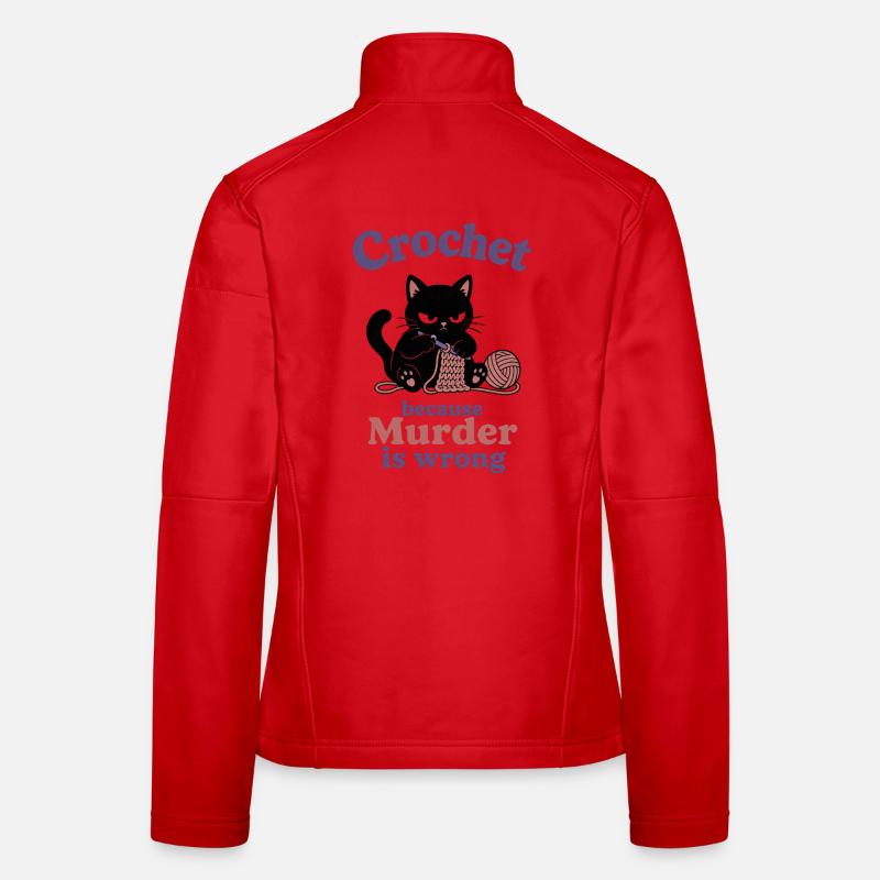 Crochet Cat: Murder Is Wrong Women's Softshell Jacket