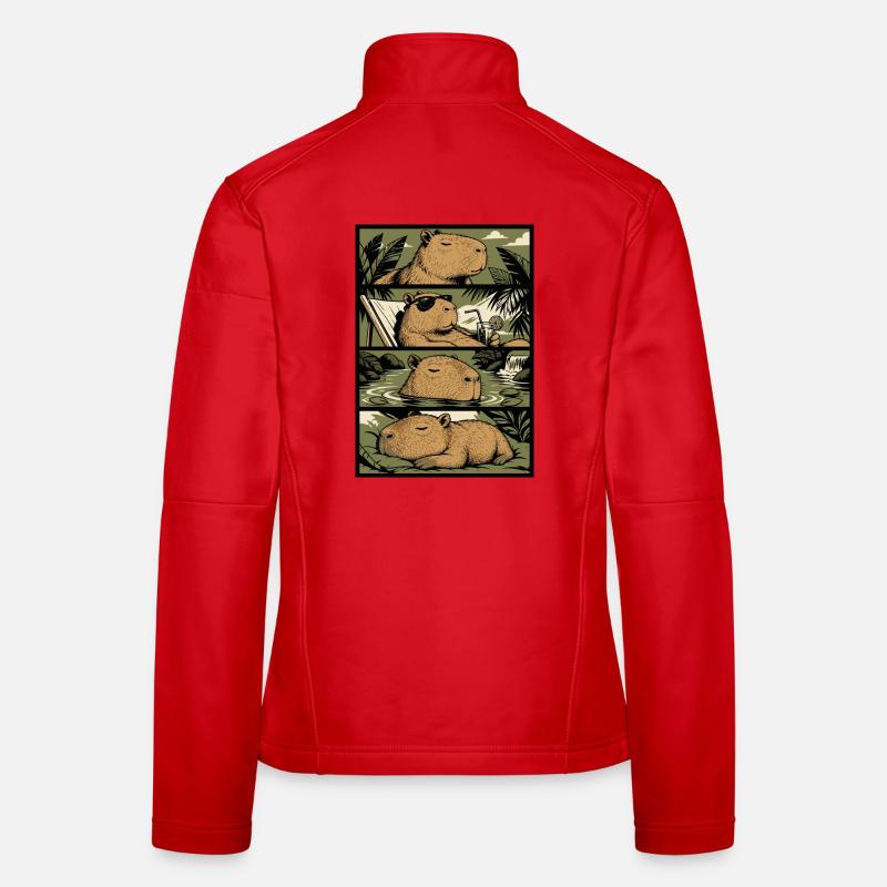 Tropical Capybara Chill Art Veste en tissu softshell Femme