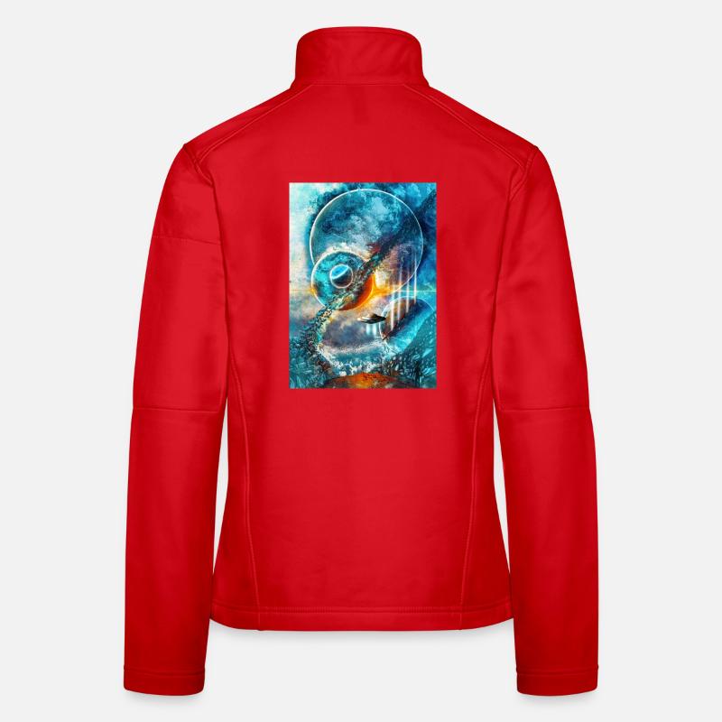 Blue Space Ring with Fire Women's Softshell Jacket