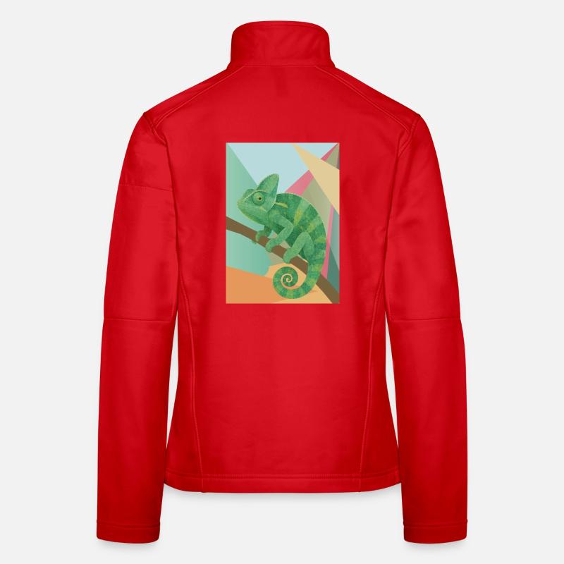 Style géométrique du Caméléon Vert Veste en tissu softshell Femme