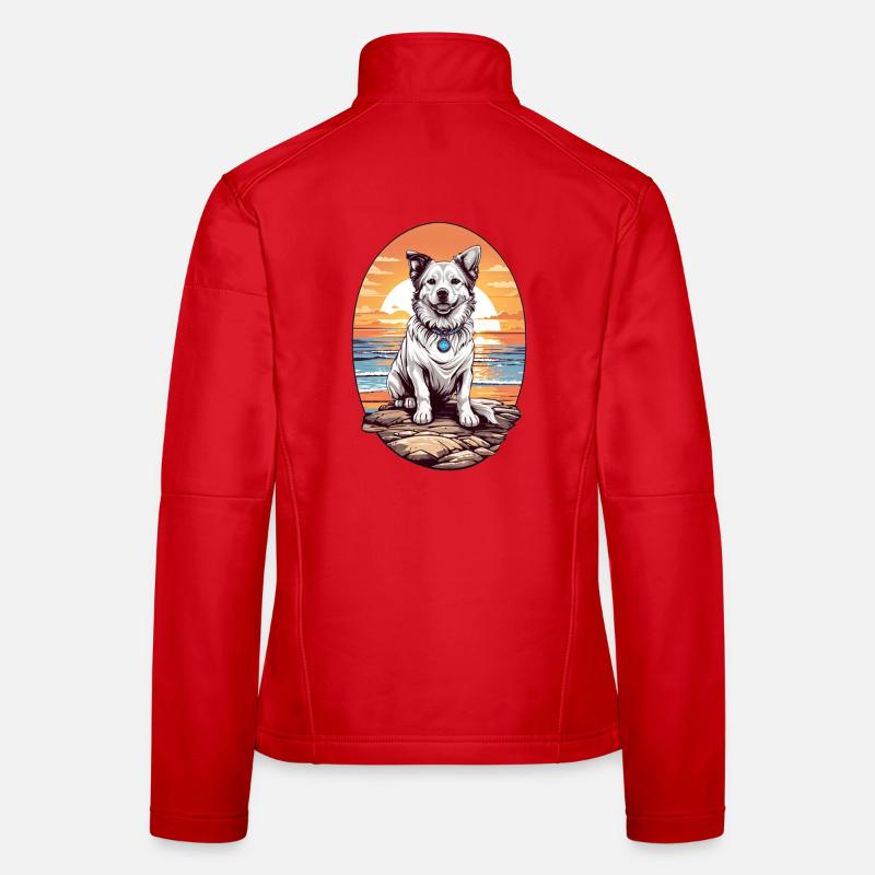 Hund am Strand Frauen Softshelljacke