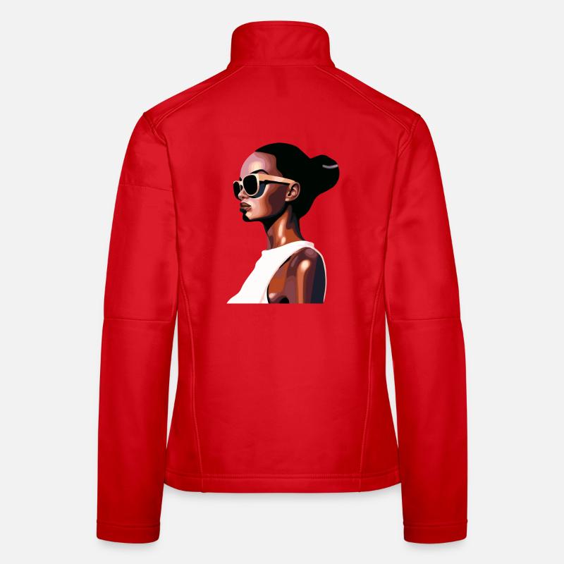 Portrait moderne élégant avec lunettes de soleil Veste en tissu softshell Femme
