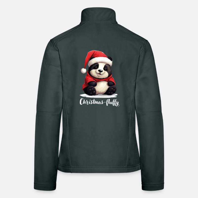 Christmas, Panda bear, chubby panda, fluffy Women's Softshell Jacket