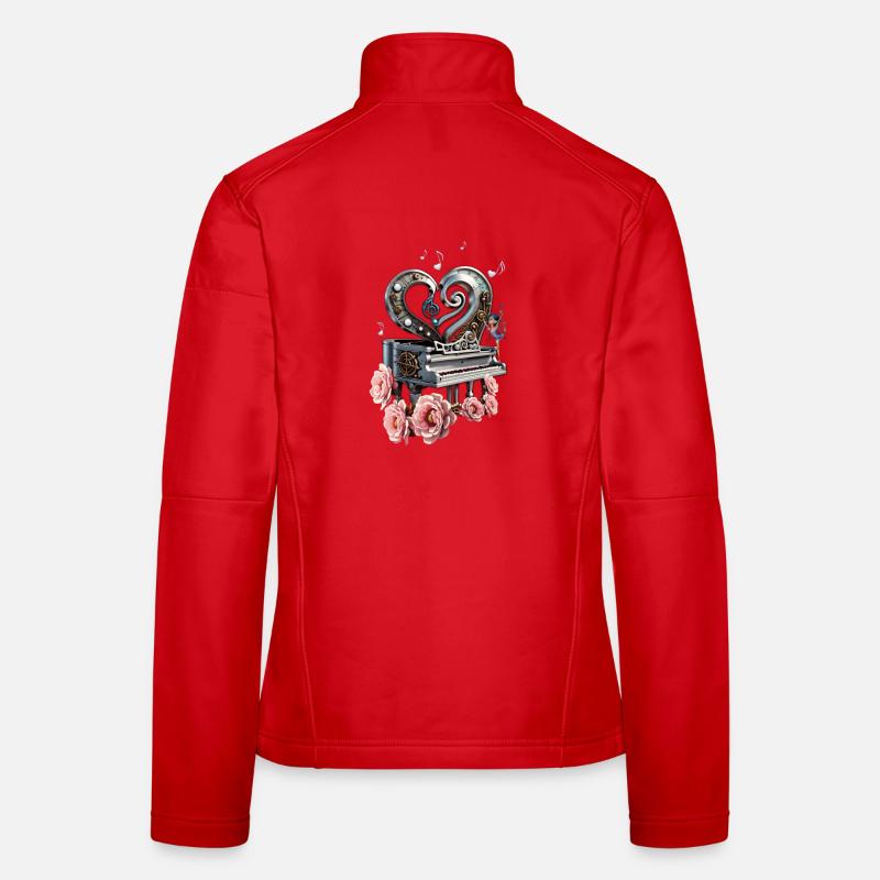 Steampunk Klavier mit Herz - Frauen Softshelljacke - Rot