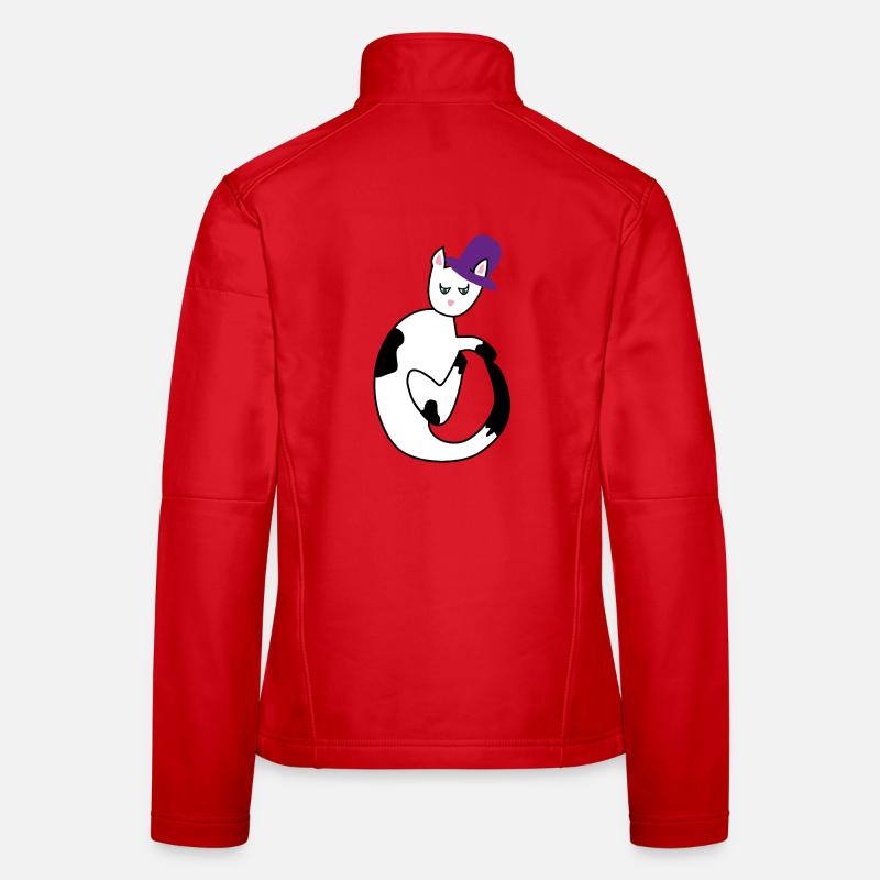 Katze mit Hut Abstraktion - Frauen Softshelljacke - Rot