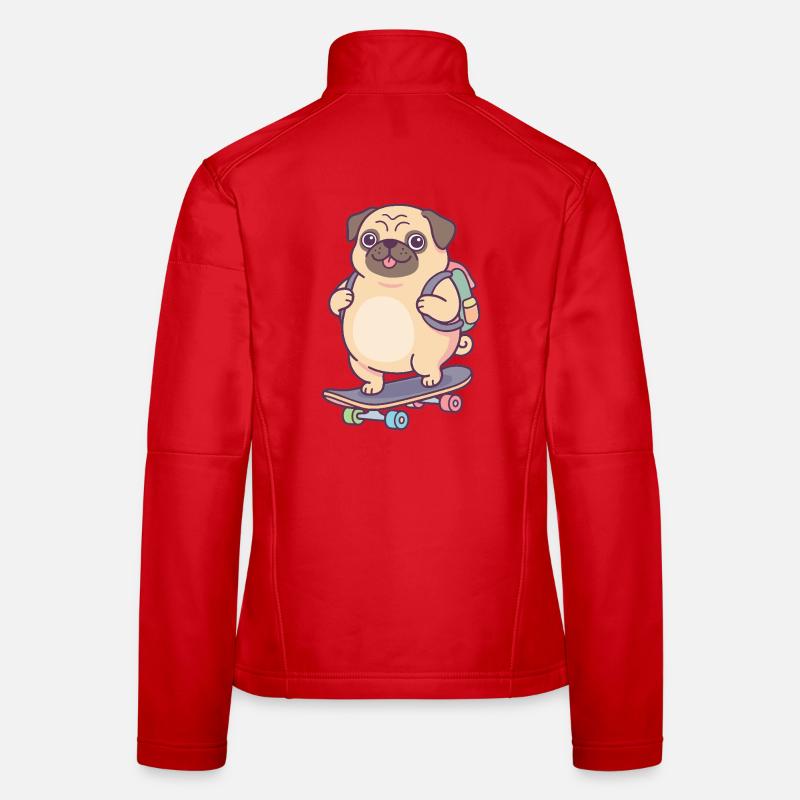 Pug Skateboard Backpack Women's Softshell Jacket