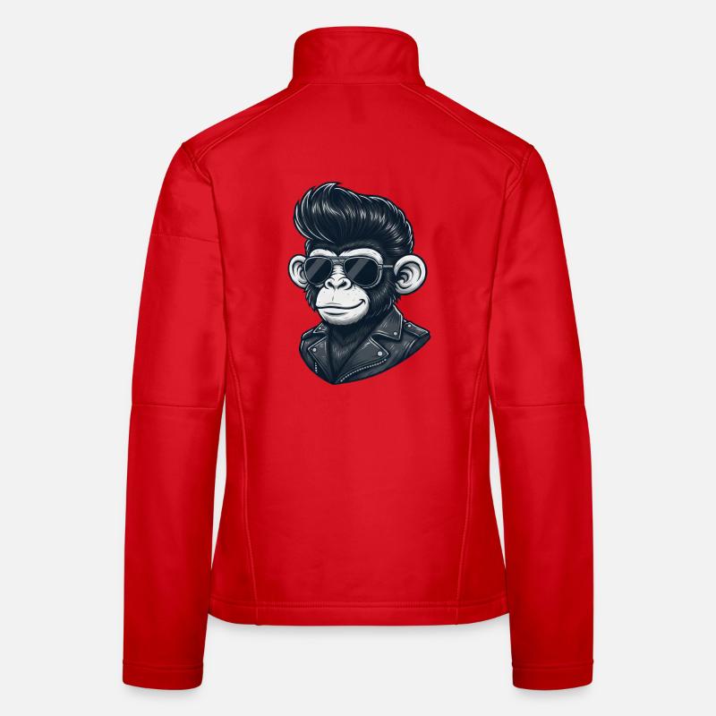 Cool Monkey Chimpanzee Sunglasses Rock and Roll Women's Softshell Jacket