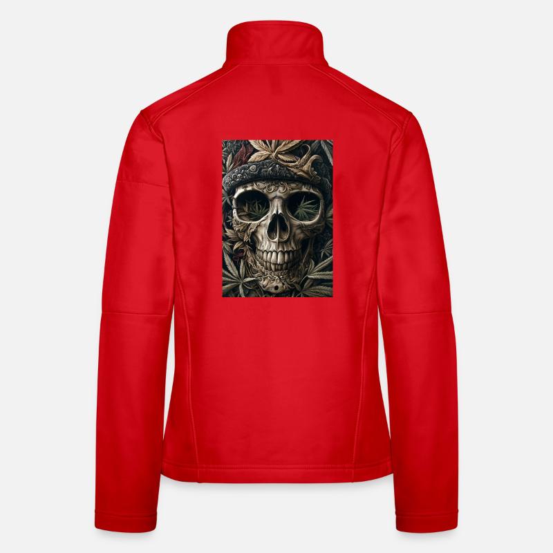 Skull with hemp leaf wreath Women's Softshell Jacket