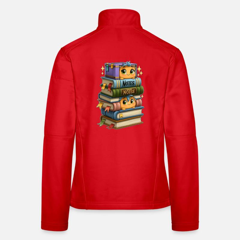 Book Stack with Birds - Women's Softshell Jacket - red