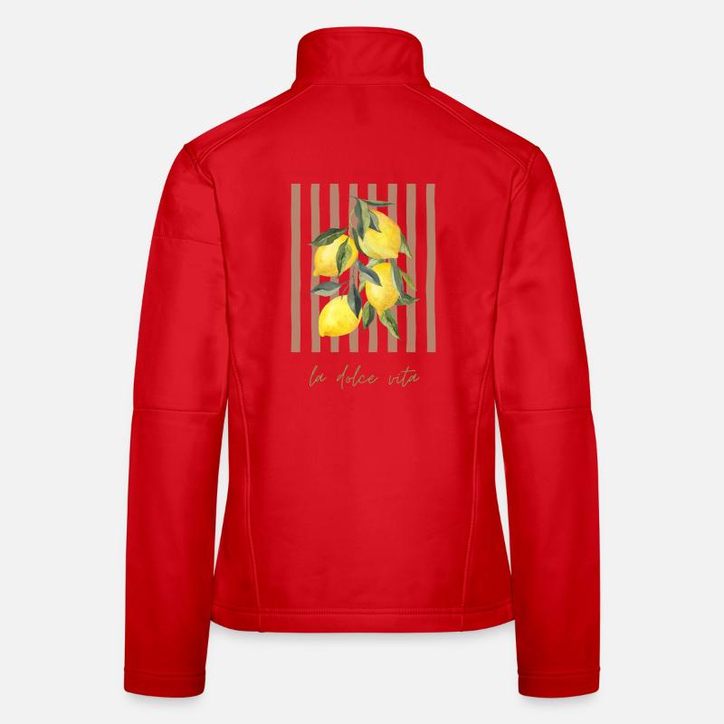 Zitrone im Streifenmuster - Frauen Softshelljacke - Rot