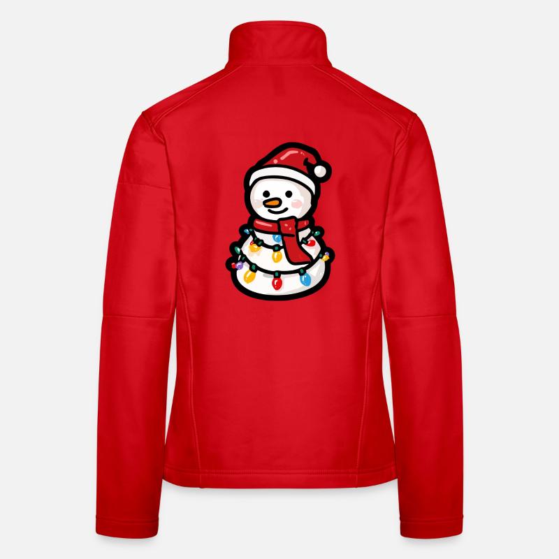 Schneemann mit Lichterkette und Schal Frauen Softshelljacke