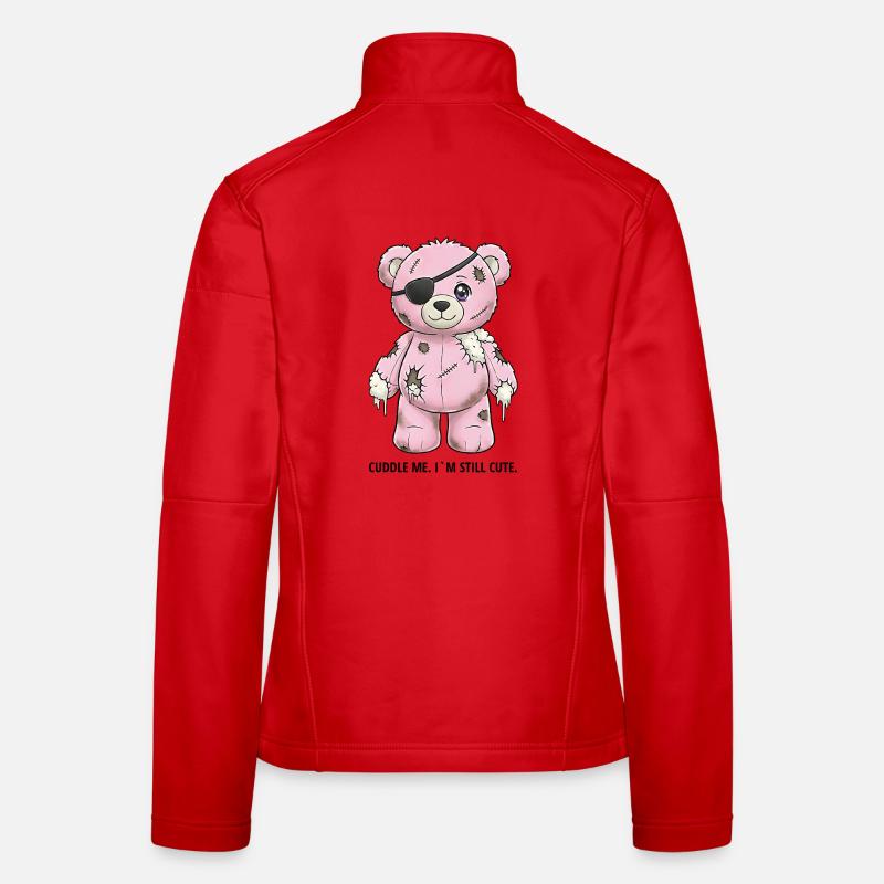 Ours en peluche rose patchwork avec cache-œil Veste en tissu softshell Femme