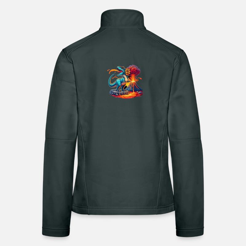 Dino Vulkaneruption mit Blume Frauen Softshelljacke
