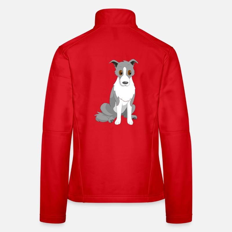 Border Collie Side Eye - Women's Softshell Jacket - red