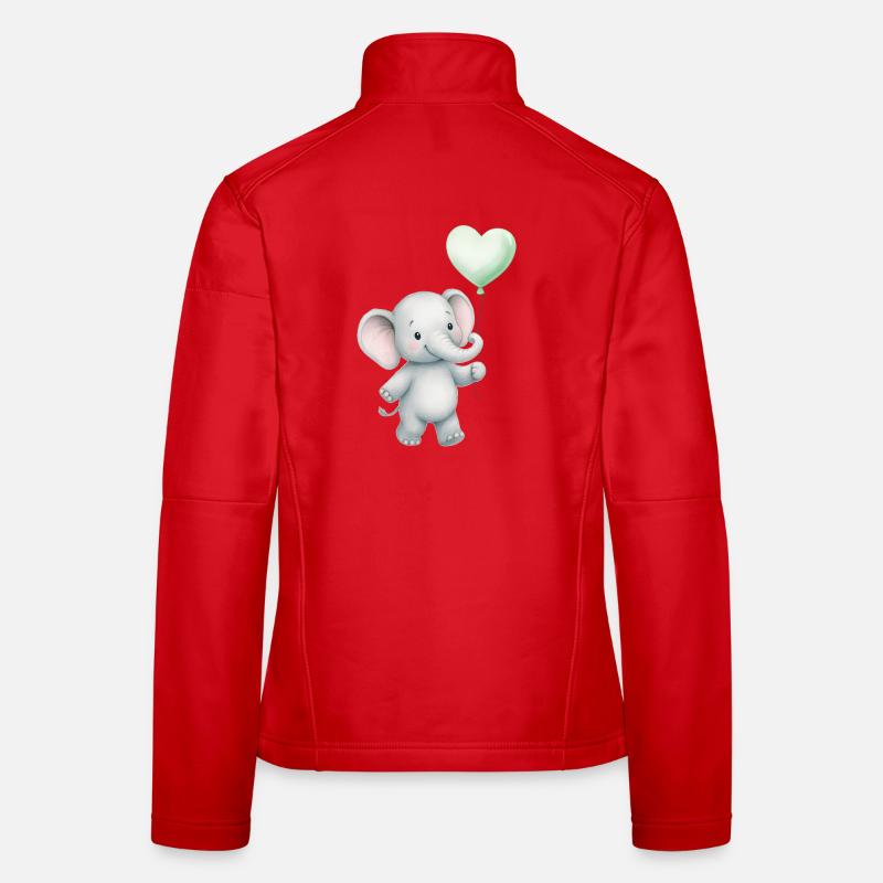 Eléphant avec ballon coeur Veste en tissu softshell Femme