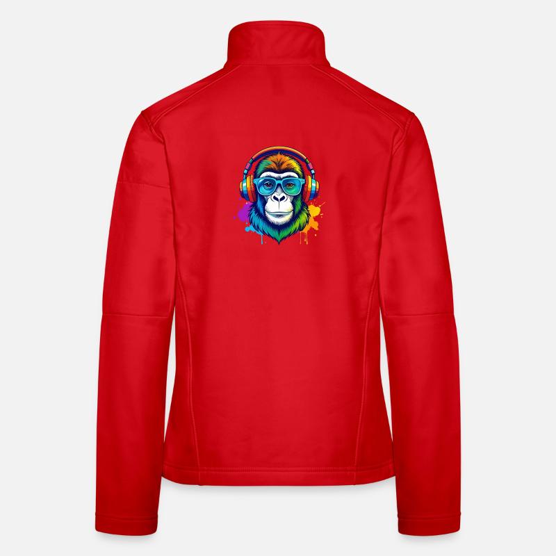 Rainbow Gorilla DJ mit Kopfhörern Frauen Softshelljacke