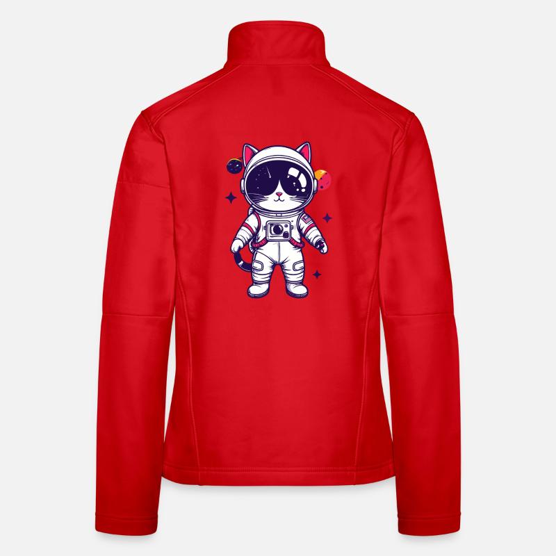 Motif du chat de l’espace en costume d’astronaute Veste en tissu softshell Femme