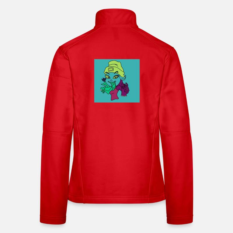 Neon-Graffiti-Maskottchen Frauen Softshelljacke