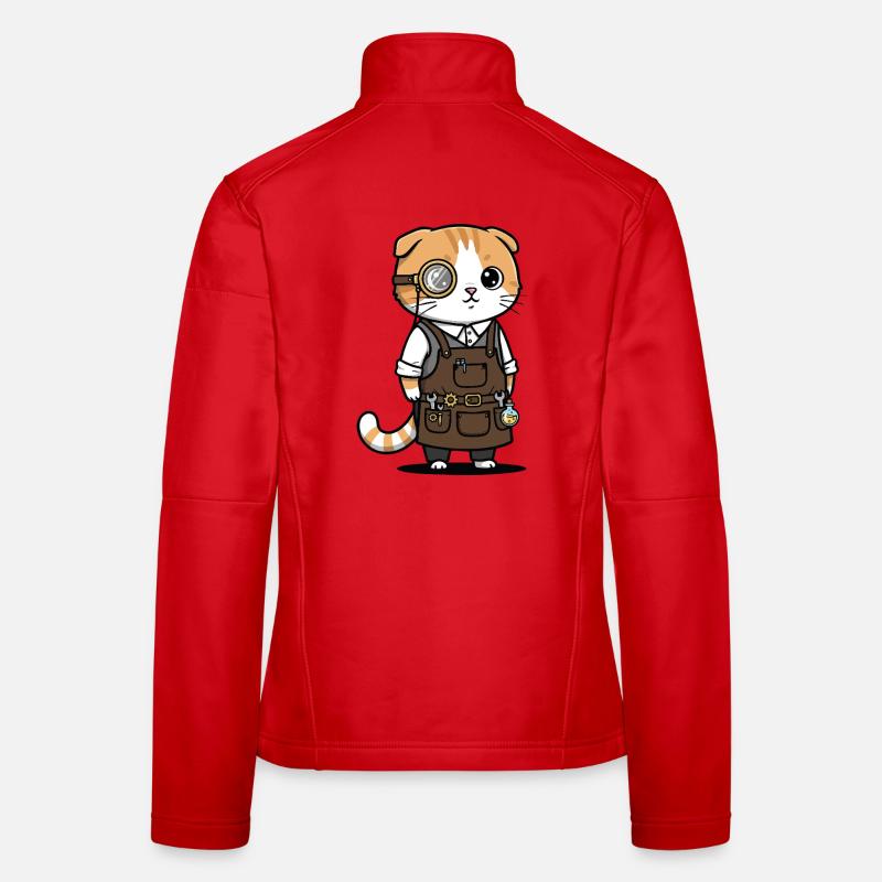 Scottish Fold Steampunk Monocle Inventor Cat Women's Softshell Jacket