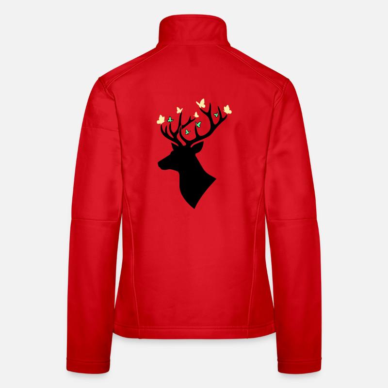 Deer Head Butterfly Multicolored Women's Softshell Jacket