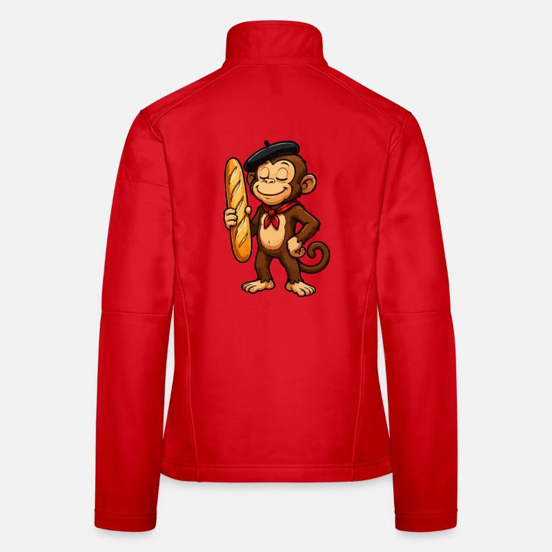 Baguette monkey with beret Women's Softshell Jacket