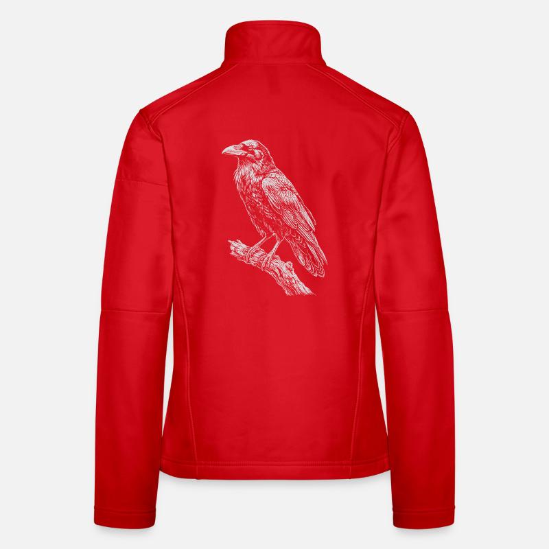 Raven Sitting on Branch Women's Softshell Jacket