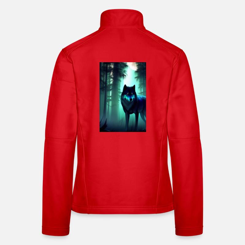 Wolf im Wald - Frauen Softshelljacke - Rot