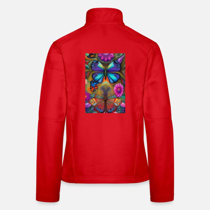 Fleurs et papillon Veste en tissu softshell Femme