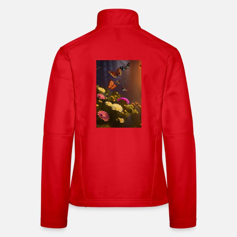 Fleurs et papillon Veste en tissu softshell Femme