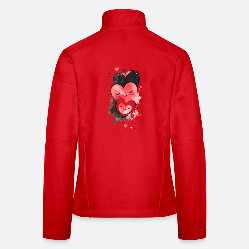 Three Happy Heart Faces | Cute and Content. Women's Softshell Jacket