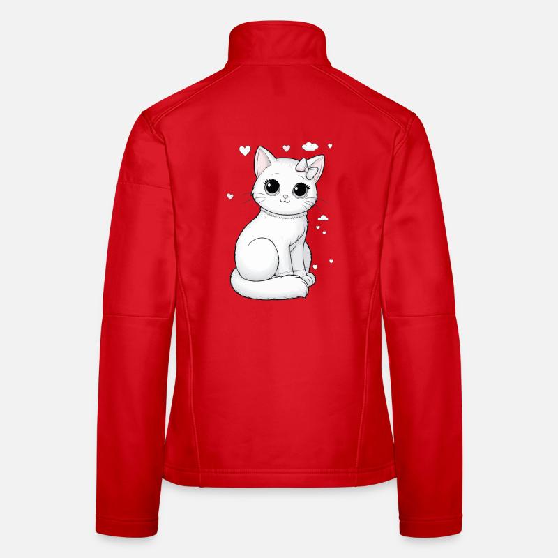 Cat White with Bow Cuddle and Cuddle Women's Softshell Jacket