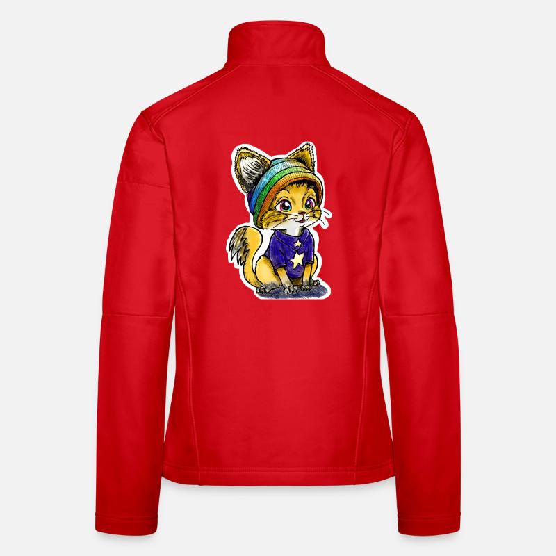 Regenbogen-Kätzchen - Frauen Softshelljacke - Rot