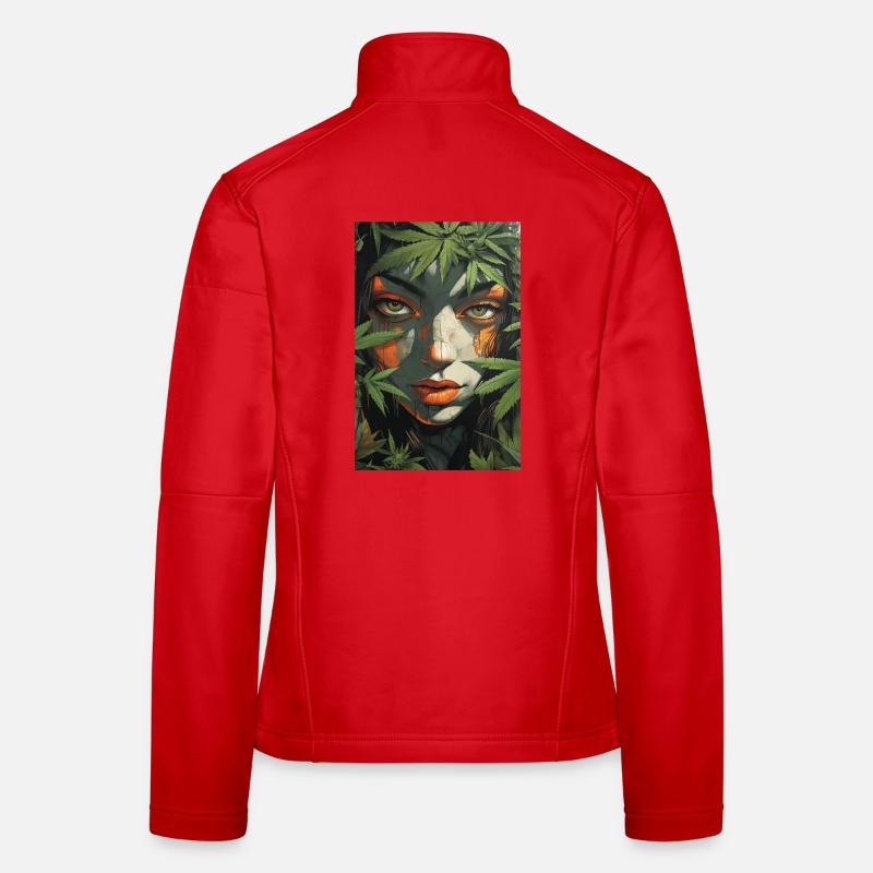 Leaf face in jungle light Women's Softshell Jacket