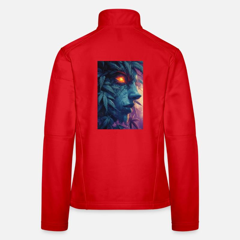 Leaf Face with Fire Eye Women's Softshell Jacket