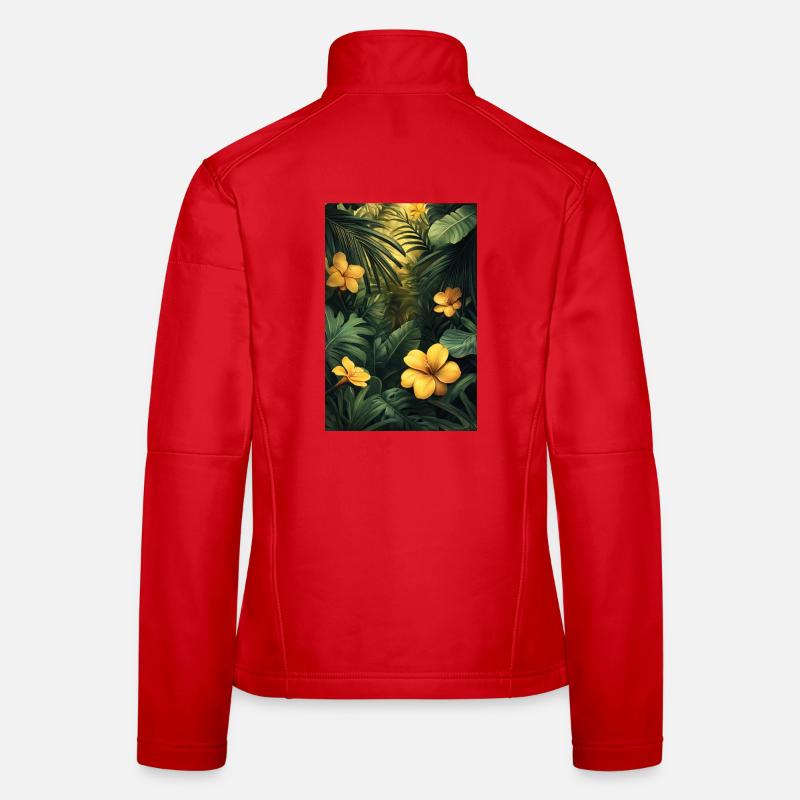 Fleurs tropicales dans la forêt feuillue Veste en tissu softshell Femme