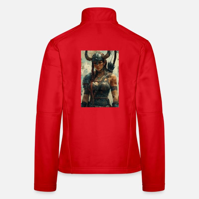 Wikingerfrau Illustration Poster - Frauen Softshelljacke - Rot