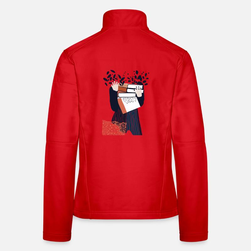 Book Lover Illustration – süßes Mädchen trägt Buch - Frauen Softshelljacke - Rot