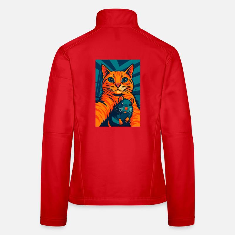 Funny Orange Cat Cat and Mouse  Women's Softshell Jacket