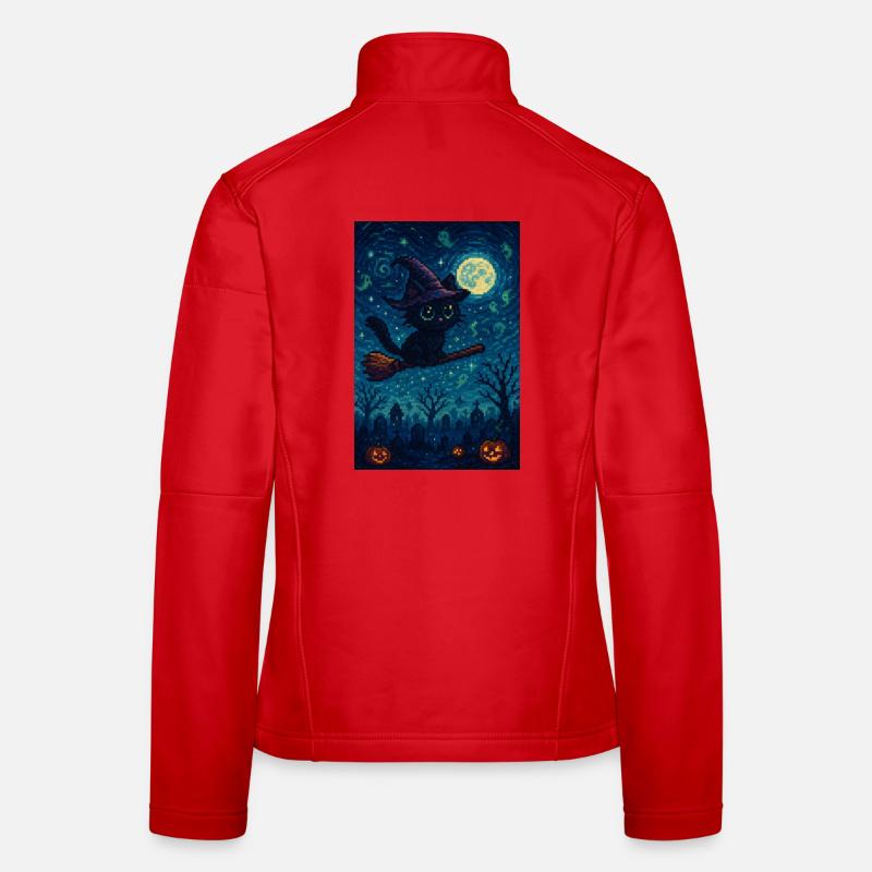 Gaming Halloween Cat as Witch Women's Softshell Jacket