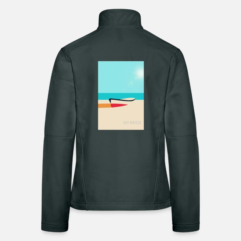 Boat on the Beach – Summer Vacation Poster Women's Softshell Jacket