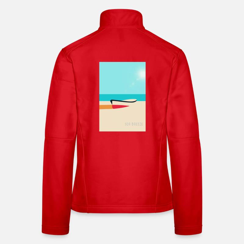 Boat on the Beach – Summer Vacation Poster Women's Softshell Jacket