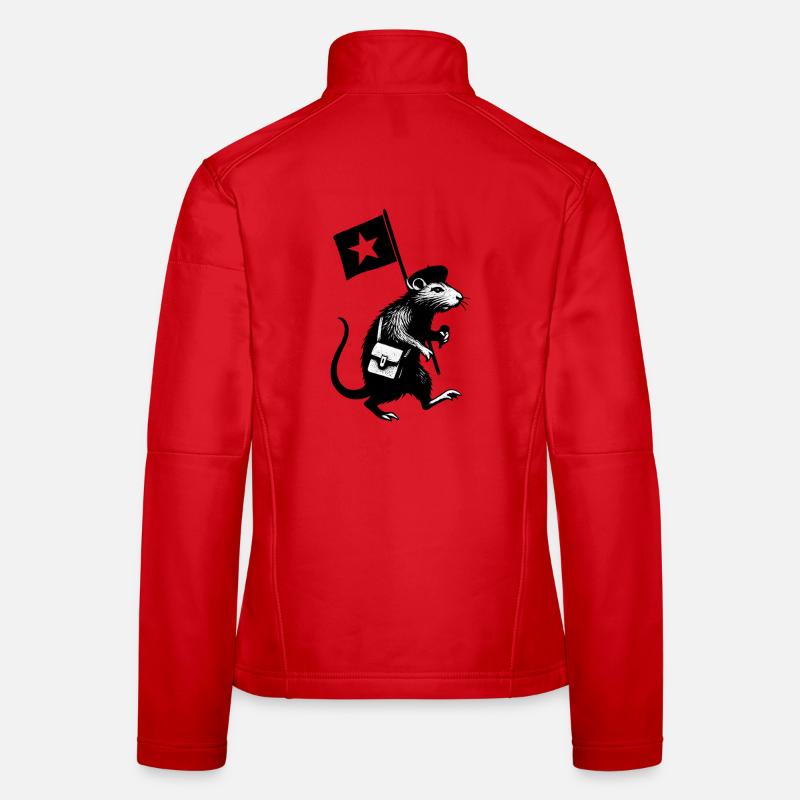 Mouse with satchel black and white Women's Softshell Jacket