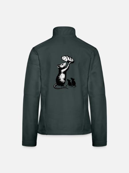 Ratte hebt Brotlaib – grafische Illustration - Frauen Softshelljacke - Rot - Hinten