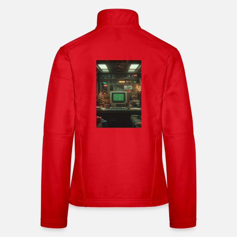 Retro Computer Console Holiday Glow Women's Softshell Jacket