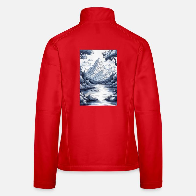Illustration of a Mountain Landscape - Women's Softshell Jacket - red
